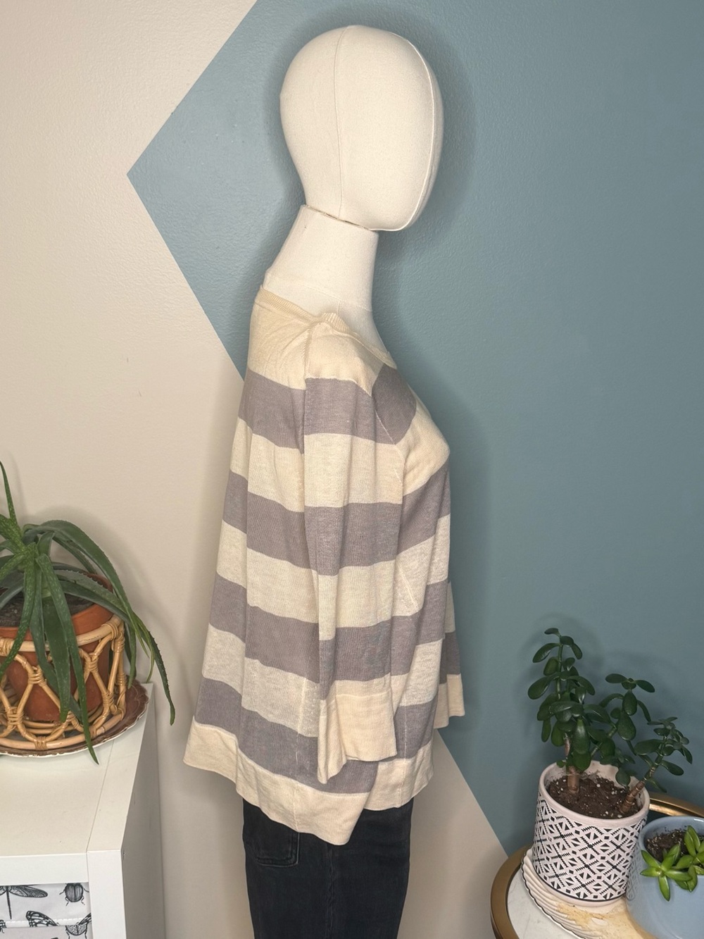 J.Crew Silk Linen Stripe Sweater M Quiet Luxury Coastal Classic - Picture 4 of 10